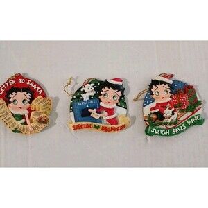 Danbury Mint Betty Boop Christmas ORNAMENTS 2005 Set Of 3 "READ"